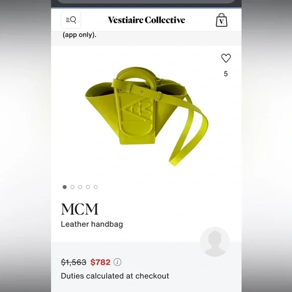 MCM Mini Mode Travia Leather Tote Neon Lime - Picture 7 of 7